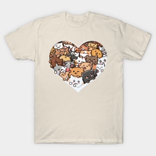 Heart of Whiskers: Kittens Forming a Heart Design T-Shirt